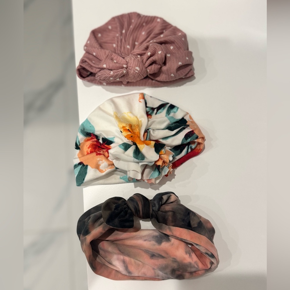 Baby turbans + headband Ribnit Tye Dye and Mauve 0-6 months